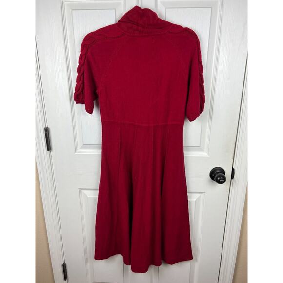 Jones New York Red Cable Knit Short Sleeve Drape V-neck sweater dress Medium - Picture 9 of 9